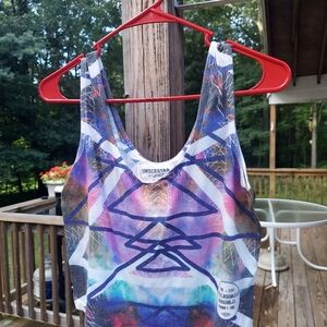 Understar Geometric Print  Cropped tank yoga workout tank top Sz S